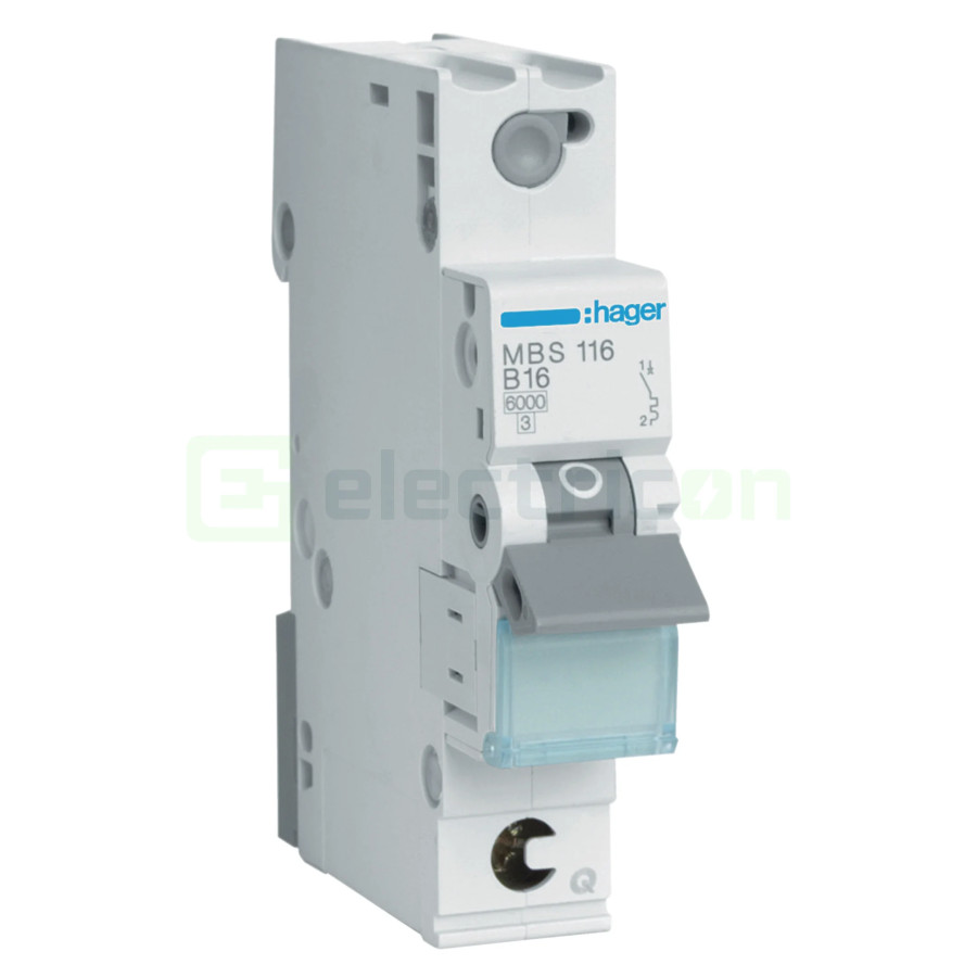 MCB - Siguranță automată - disjunctor - curba B 16A 6kA 1P 1M QuickConnect Hager MBS116