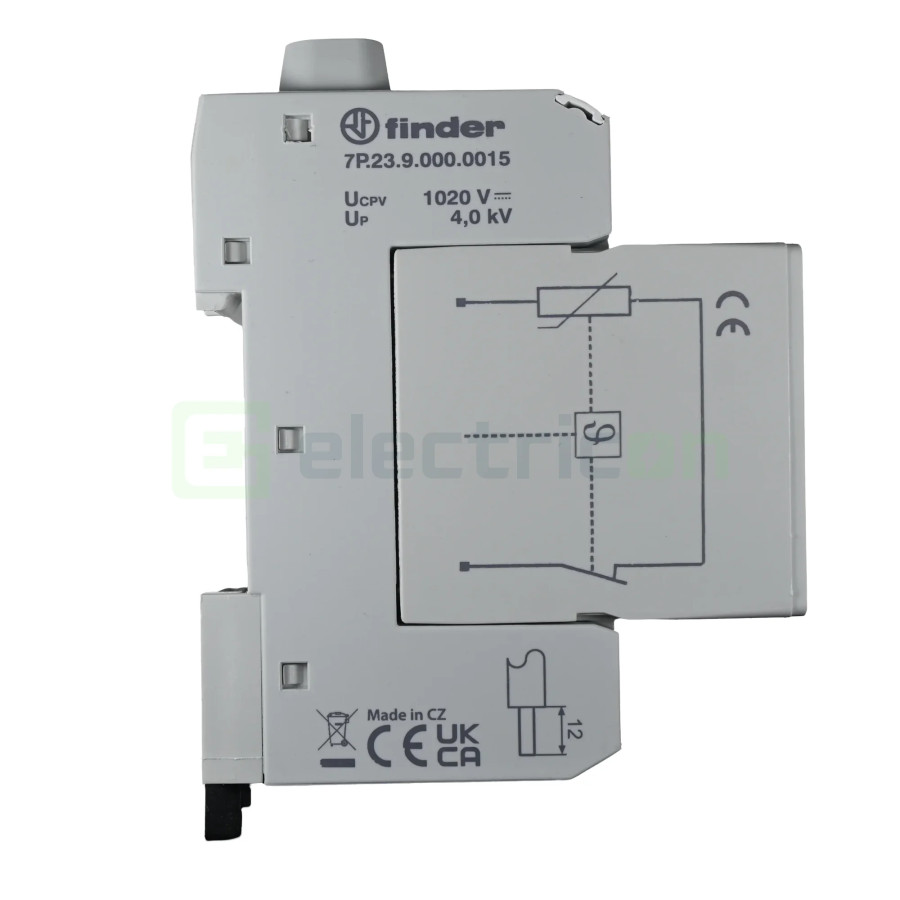 Descarcator la supratensiune, 3P, tip T2, 1020 V C.C., Finder, 7P.23.9.000.0015