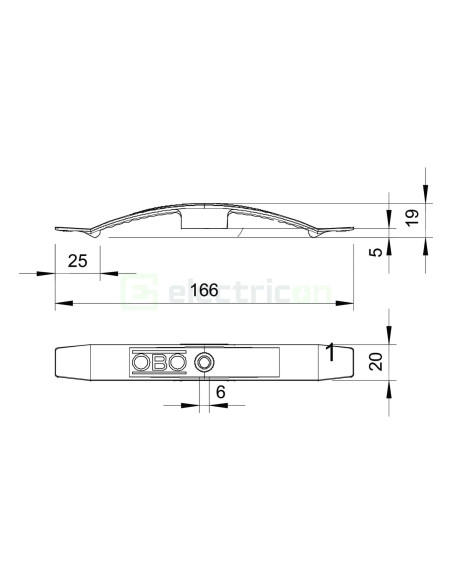 Clemă fixare cabluri - tip fluture - capacitate 10 conductori, poliamidă fără halogeni - OBO Bettermann 2205041