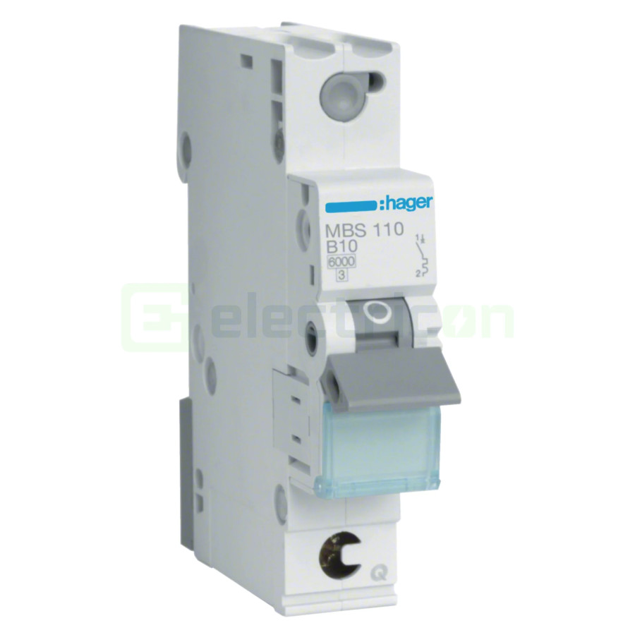 MCB - Siguranță automată - disjunctor - curba B 10A 6kA 1P 1M QuickConnect Hager MBS110