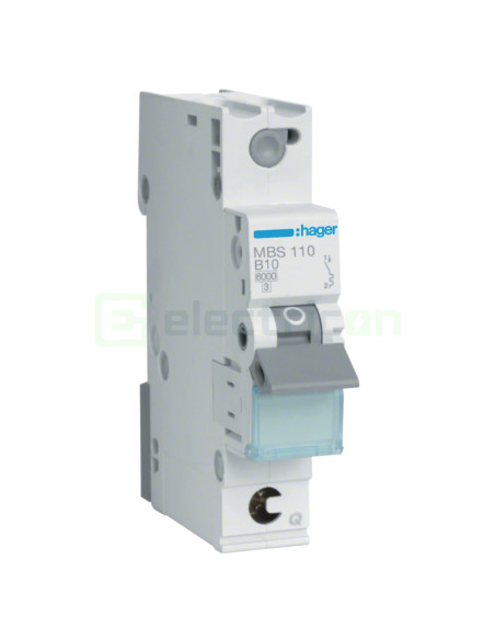 MCB - Siguranță automată - disjunctor - curba B 10A 6kA 1P 1M QuickConnect Hager MBS110
