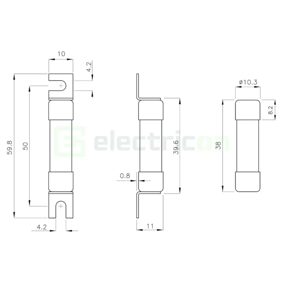 Siguranta fuzibila cilindrica fotovoltaica, CH10x38, 14A, gPV, 1000V, DC, ETI, 002625136
