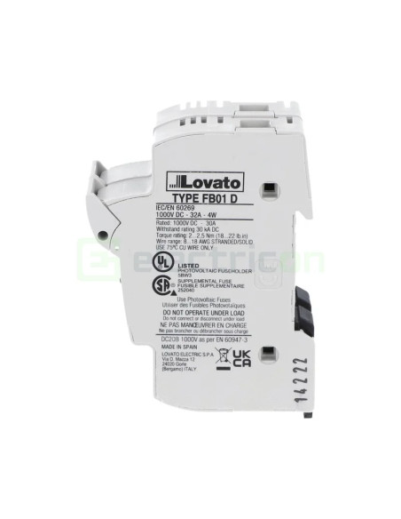 Soclu pentru sigurante fuzibile CH10x32, 2P DC