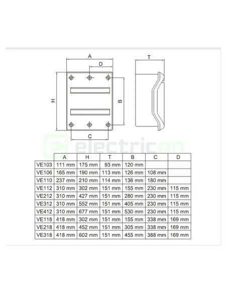 Tablou sigurante Vector 36M, IP65, 1000V DC/AC, aparent, Hager, VE312L - Electricon.ro