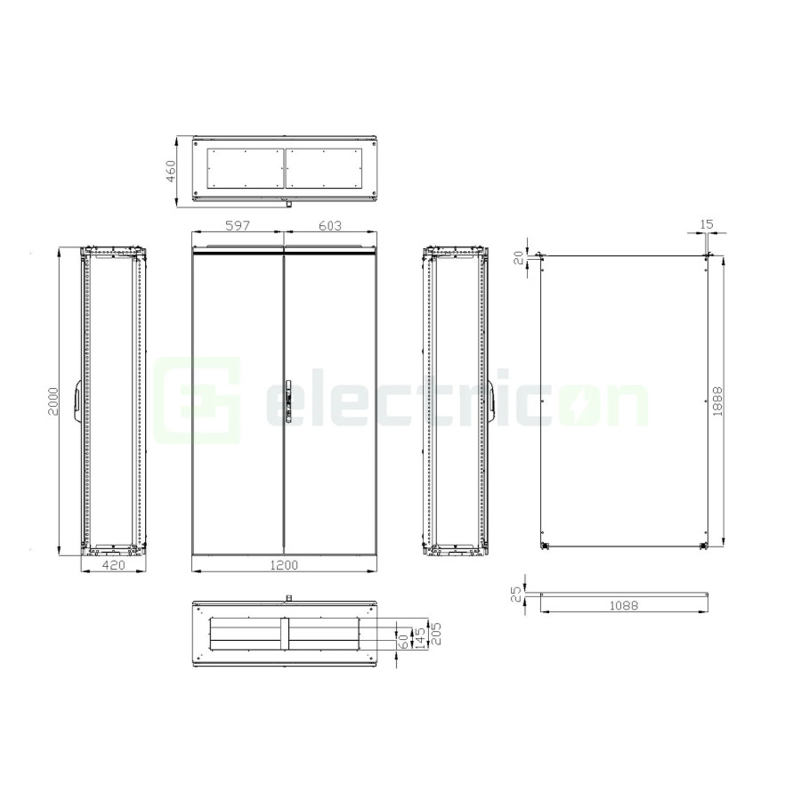Dulap cu două uși, compact. 2000x1200x400, Schrack, KT201242 - Electricon.ro