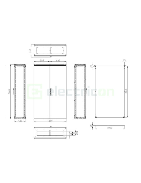 Dulap cu două uși, compact. 2000x1200x400, Schrack, KT201242 - Electricon.ro