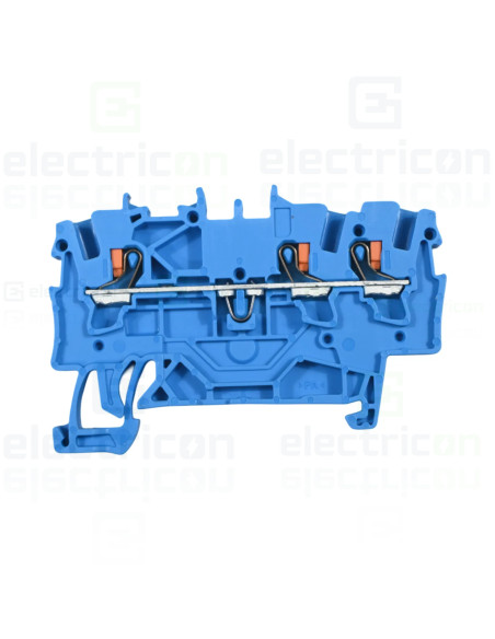 Conector Wago 5 mm² Clema șir, de trecere, 3 conexiuni, 1,5 mm²,albastru, TopJobs PushIn, Wago, 2201-1304 – montaj rapid și sigu