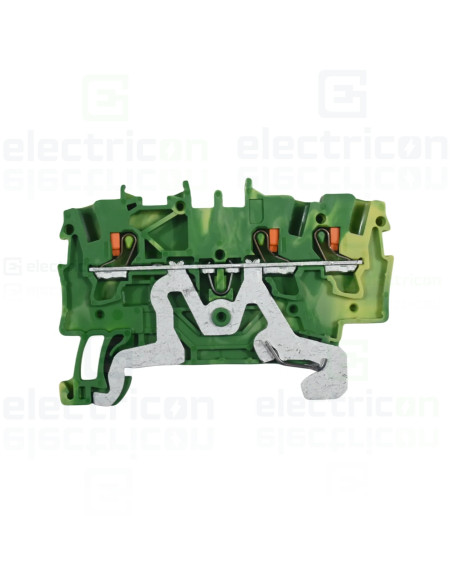 Conector Wago 5 mm² Clema șir, de trecere, împământare, 3 conexiuni, 1,5 mm²,verde-galben, TopJobs Push-In, Wago, 2201-1307 – mo