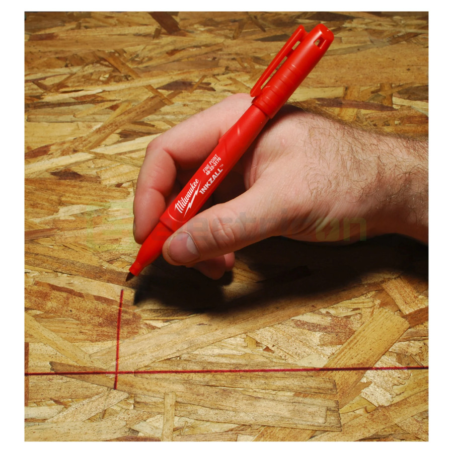 Marker rosu pentru santier INKZALL™, cu varf fin