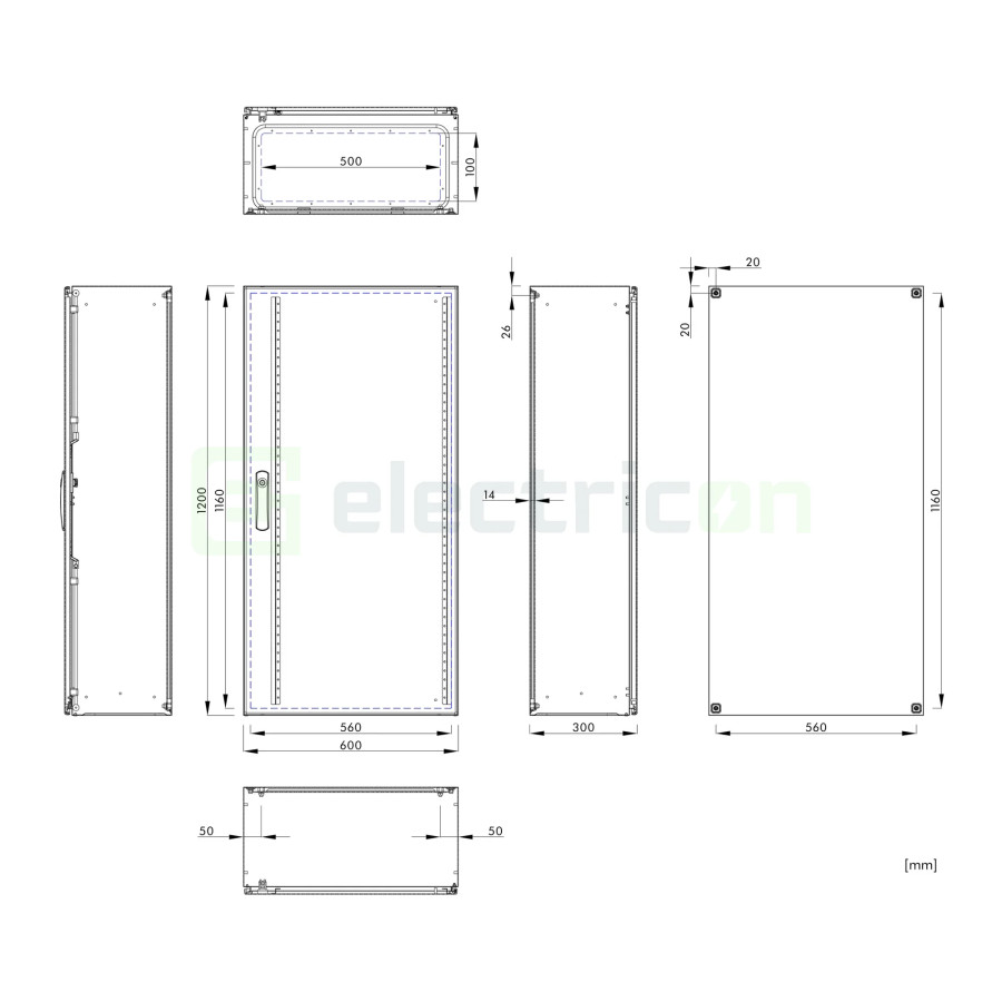 Cutie metalica + contrapanou, 1200x600x300, cu ușă. IP65, Schrack, WSA1206300 - Electricon.ro