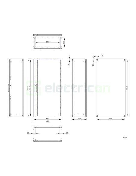 Cutie metalica + contrapanou, 1200x600x300, cu ușă. IP65, Schrack, WSA1206300 - Electricon.ro
