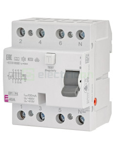 RCCB - Întrerupător diferențial - tip A 40A 100mA 10kA 3P+N 4M EFI-P4 ETI 002061522