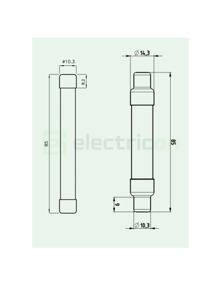 Siguranta fuzibila cilindrica, CH10/14x85, 25A, gPV, 1500V, DC, ETI, 002626235