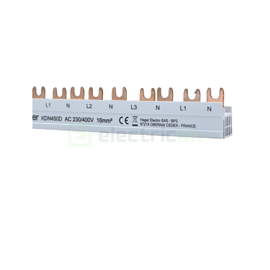 Bareta alimentare (busbar),1x(3P+N)+4x(1P+N), tip furca, 12 module, 80A, Hager