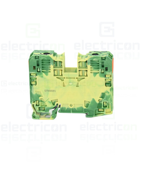 Conector Wago Clema sir WAGO de trecere cu 2 conductori pe sina, 35mm, verde/galben – montaj rapid și sigur în aplicații electri