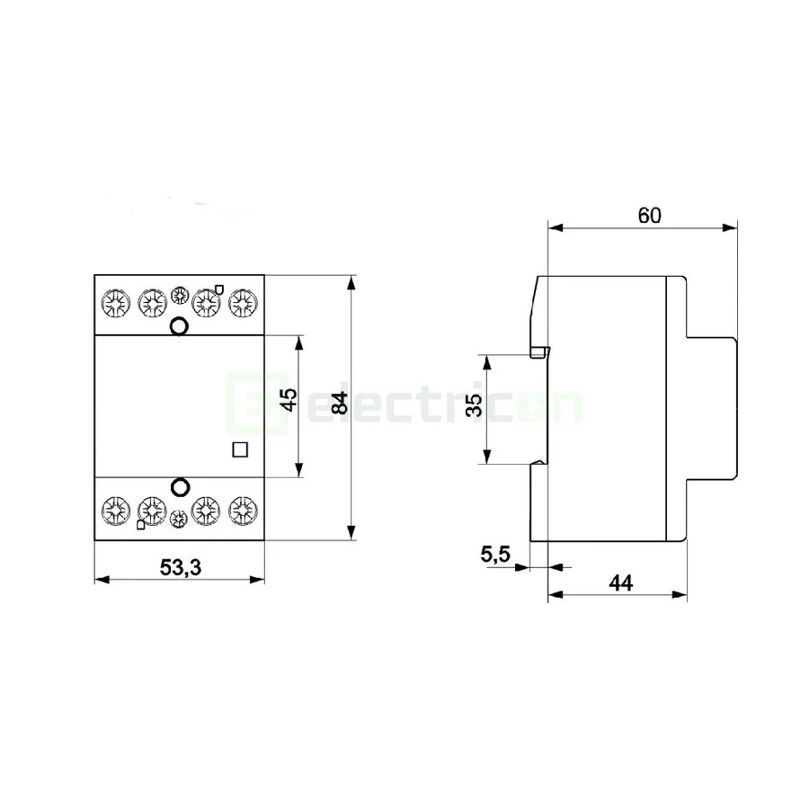 ETI Contactor modular 4P 3-module 63A 2NO 2NC releu de înaltă pe