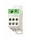 Clemă de derivație - Cu-Cu - 1P - 8 conexiuni (1x35mm² + 1x16mm² / 6x16mm²) - IKB, galben/verde - 125A - Schrack - IKB01035PE