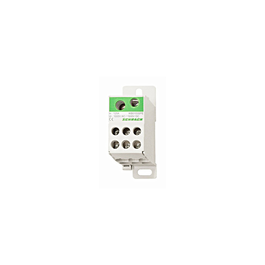 Clemă derivație Cu-Cu - 8 conexiuni (1x70mm² + 1x35mm² + 6x16mm²) galben-verde IKB - Schrack IKB01035PE