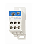 Clemă de derivație - Cu-Cu - 1P - 8 conexiuni (1x35mm² + 1x16mm² / 6x16mm²) - IKB, albastru - 125A - Schrack - IKB01035N