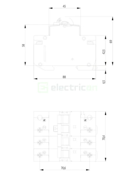 Disjunctor RCBO 20A 30mA ETI 3P+N