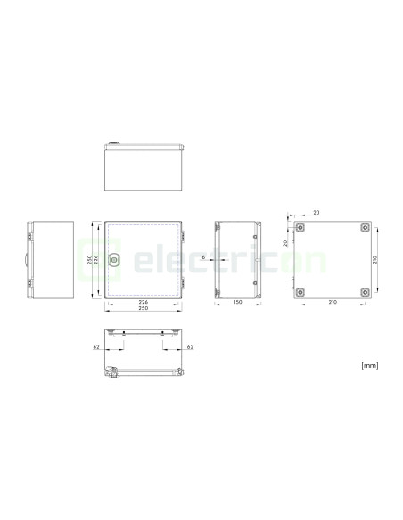 Cutie metalica + contrapanou, 250x250x155, cu ușă. IP65, Schrack, WST2525150 - Electricon.ro