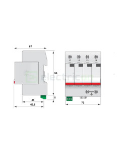 Descarcător supratensiune - SPD - Tip 2 3P+N 20kA 4M - ETI 002442956 2