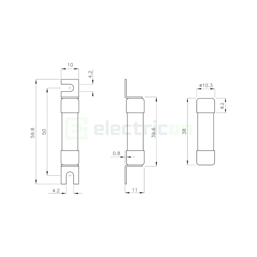 Siguranta fuzibila cilindrica fotovoltaica, CH10x38, 10A, gPV, 1000V, DC, ETI, 002625075