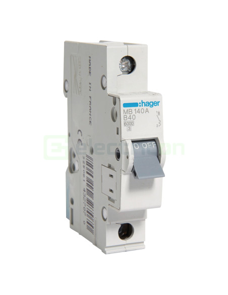 MCB - Siguranță automată - disjunctor - curba B 40A 6kA 1P 1M Hager MB140A