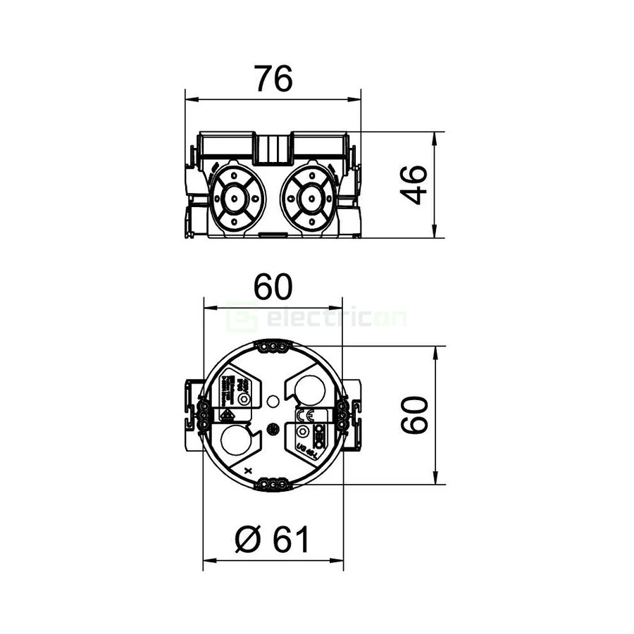 Doza aparataj, sub tencuială, UG 46-L, Ø60 mm, OBO Bettermann, etanșă, 2003706