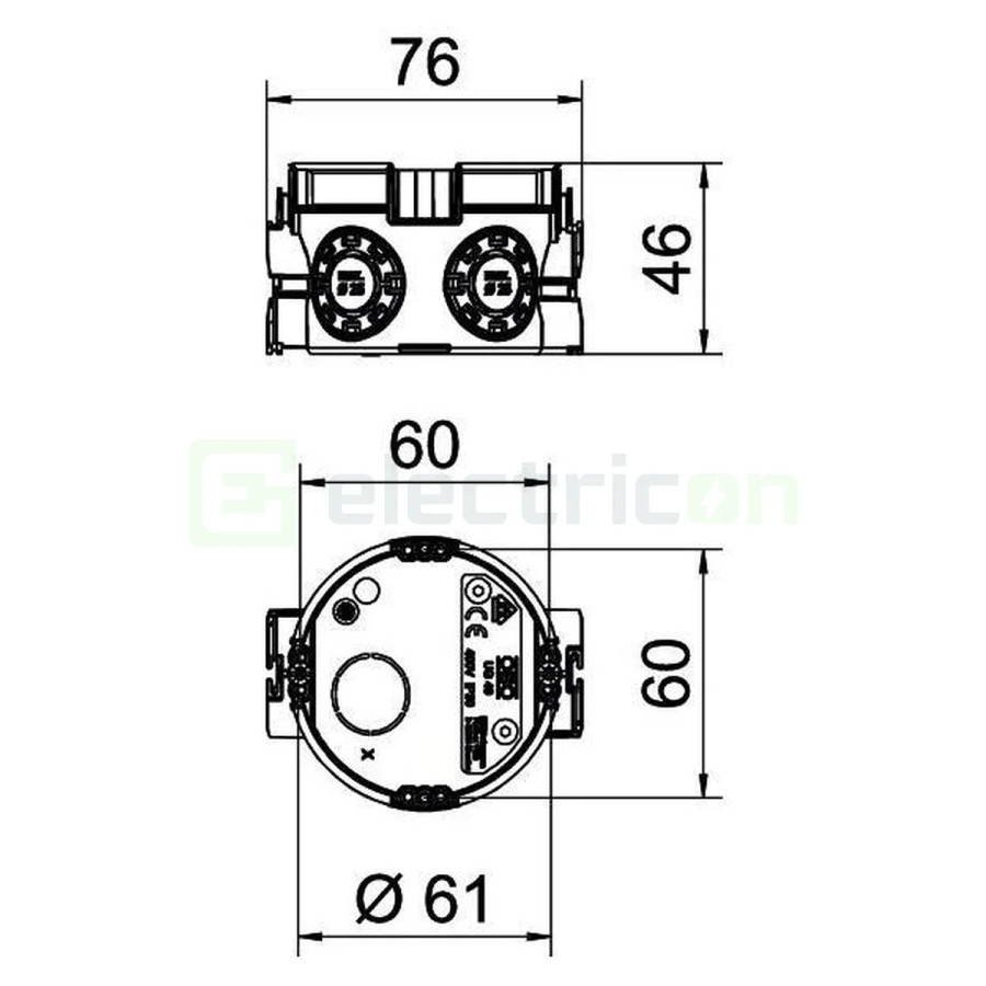 Doza aparataj, sub tencuială, UG 46-GS, Ø60 mm, OBO Bettermann,2003701