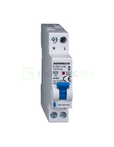 RCBO - Siguranță automată - Disjunctor cu protecție diferențială - tip A curba B 10A 30mA 6kA 1P+N 1M Amparo Schrack AI618510