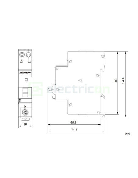 RCBO - Siguranță automată - Disjunctor cu protecție diferențială - tip A curba B 16A 30mA 6kA 1P+N 1M Amparo Schrack AI618516