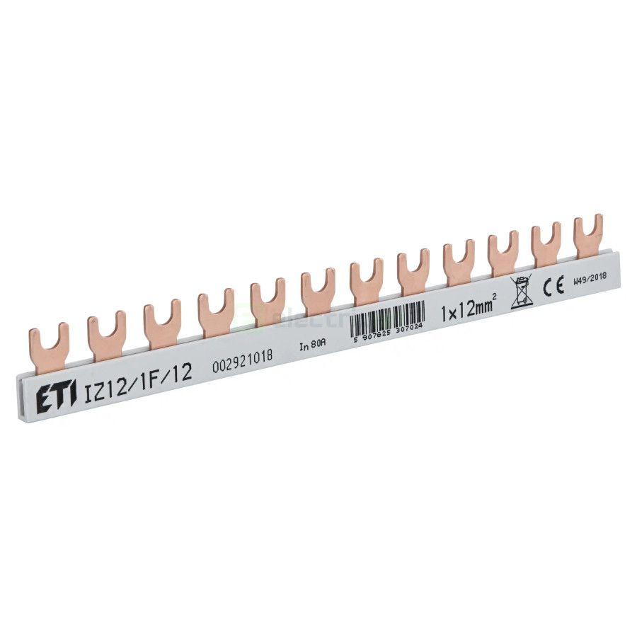 Bareta alimentare (busbar),1P, tip furca, 12 module, 80A, ETI