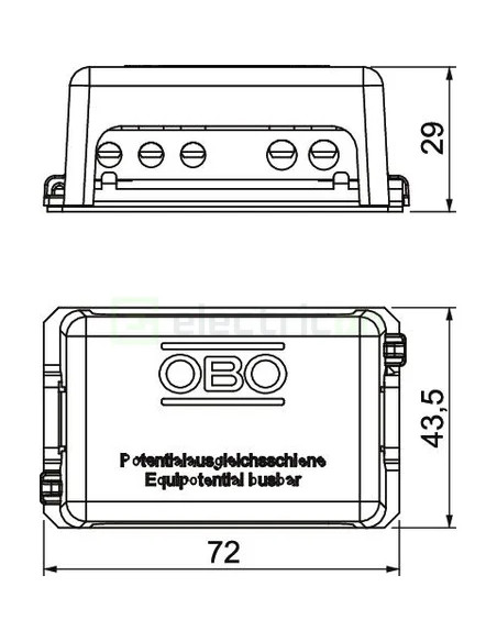 Bara de egalizare potential pentru instalatii mici, 100A, 5 conexiuni, 1809 BG, OBO Bettermannn, 5015502
