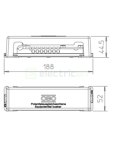 Bara de egalizare potential pentru exterior, negru, 50A, 1809 A, OBO Bettermann, 5015111