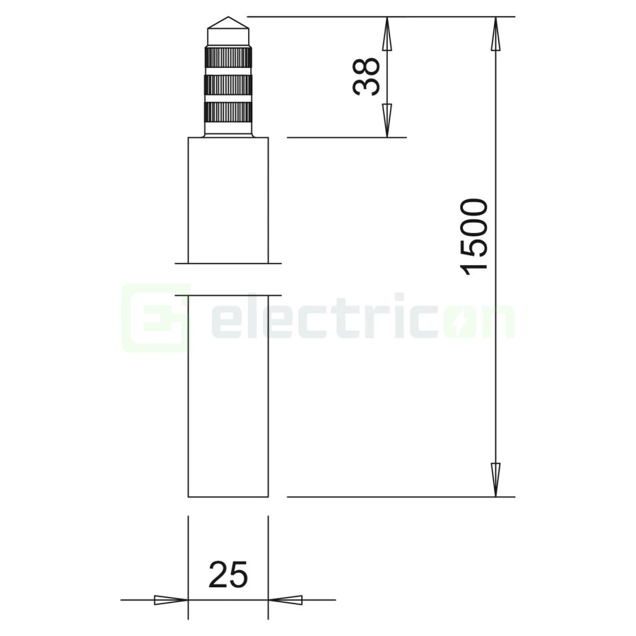 Țăruș de împământare (electrod) pentru aplicații standard 1,5m, diametru 25 mm, 219 25 ST FT, OBO Bettermann, 5000769