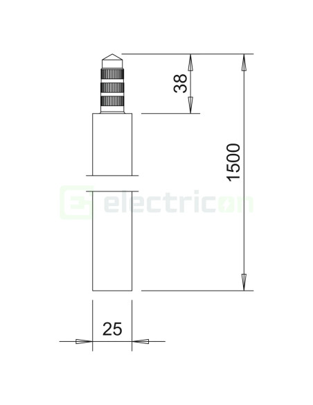Țăruș de împământare (electrod) pentru aplicații standard 1,5m, diametru 25 mm, 219 25 ST FT, OBO Bettermann, 5000769