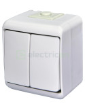 Întrerupător - dublu cu LED - VHE-2L - exterior - alb - IP54 - ETI - 004668008