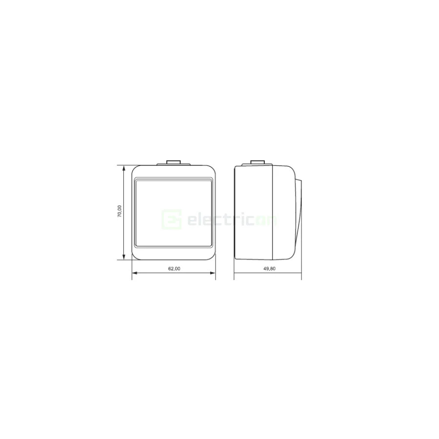 Intrerupător dublu cu LED, aplicat, alb, IP54, VHE-2L, ETI, 004668008