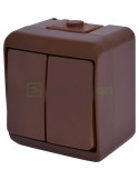 Întrerupător - dublu - VHE-2-KR - exterior - maro - IP54 - ETI - 004668041