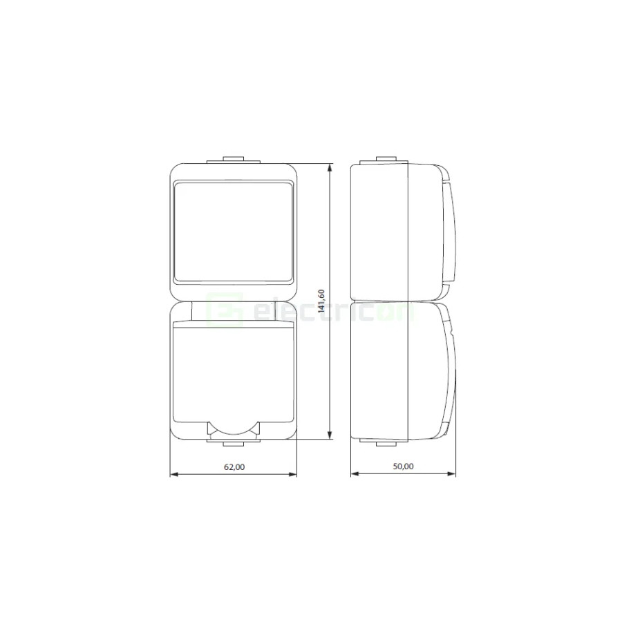 Priză Shucko, 2P+E, cu capac opac, aplicata, alb, și întrerupător, IP44, VRHP-1s, ETI,004668025