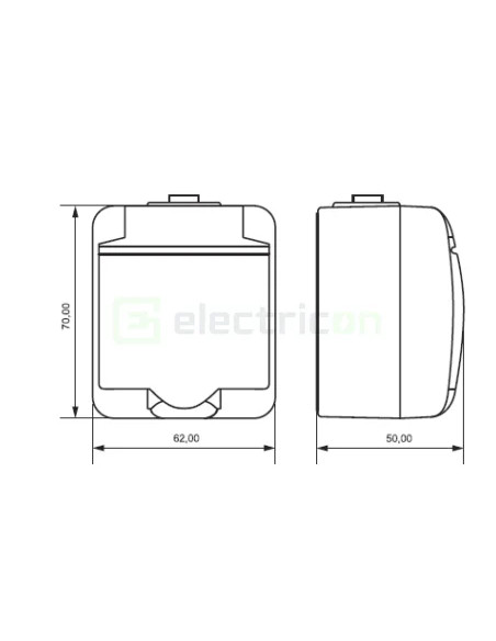 Priză Shucko, 2P+E, cu capac opac, aplicata, maro, IP44, RHE-1s-KR, ETI,004668050
