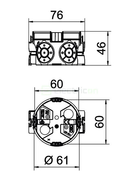 Doza aparataj, sub tencuială, UG 46-GS-L, cu șuruburi, Ø60 mm, OBO Bettermann,2003707