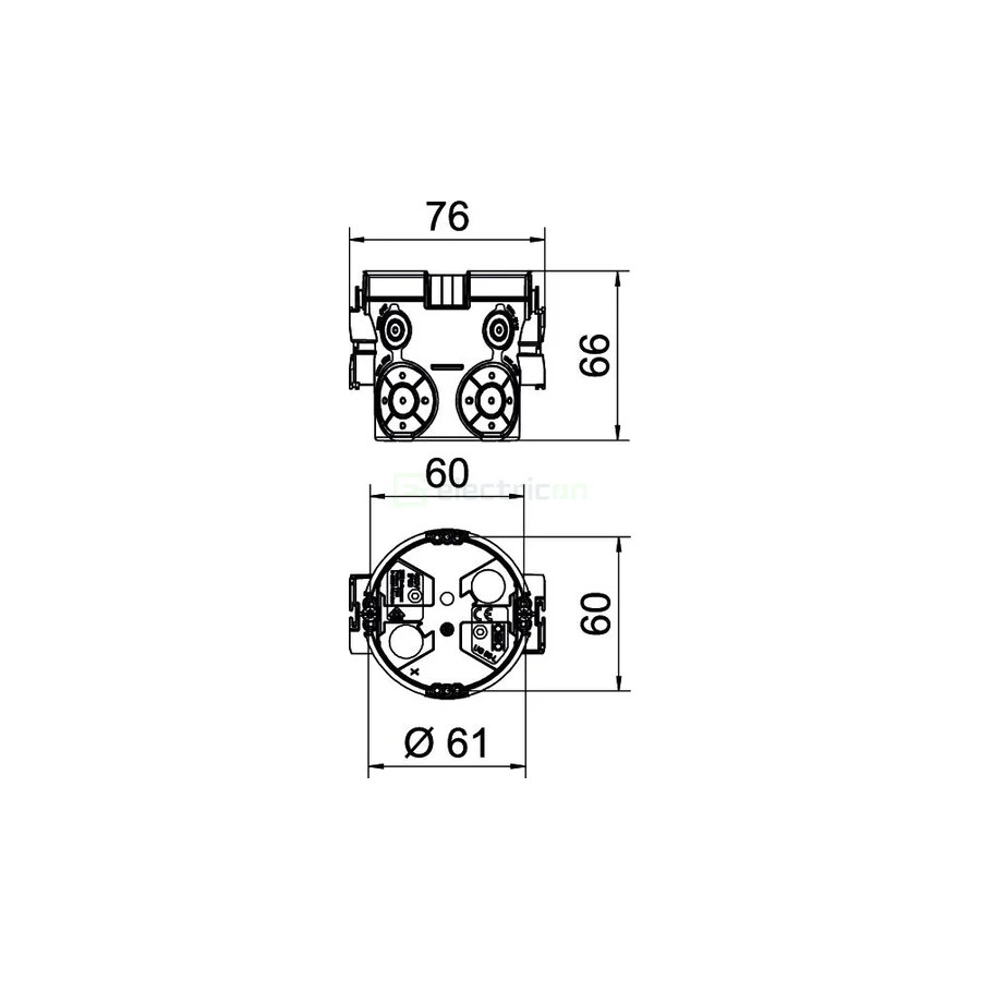 Doza aparataj, sub tencuială, UG 66-GS-L, cu șuruburi, Ø60 mm, OBO Bettermann,2003709