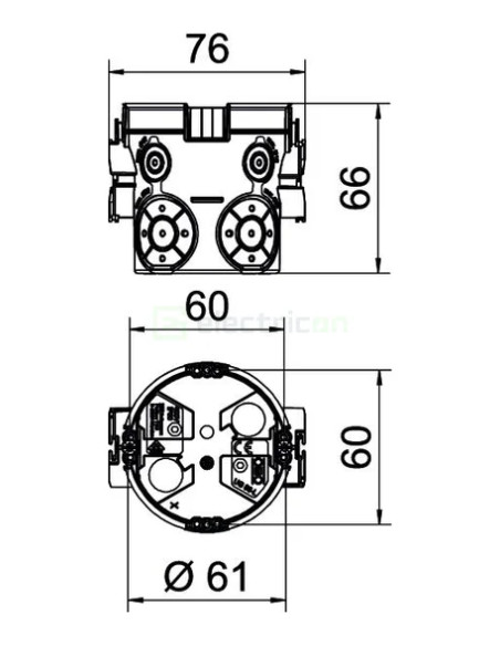 Doza aparataj, sub tencuială, UG 66-GS-L, cu șuruburi, Ø60 mm, OBO Bettermann,2003709