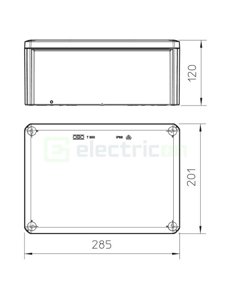 Doza ramnificație, peste tencuială, T 350 DE, 267x180x110 mm, OBO Bettermann,2007303