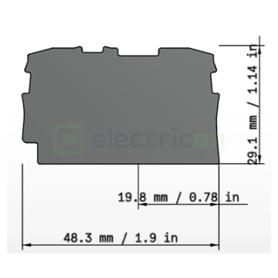 Conector Wago Element terminal pentru cleme sir seria Wago 2200 (2 conexiuni), grosime 0,7 mm, gri, Wago, 2000-1291 – montaj rap