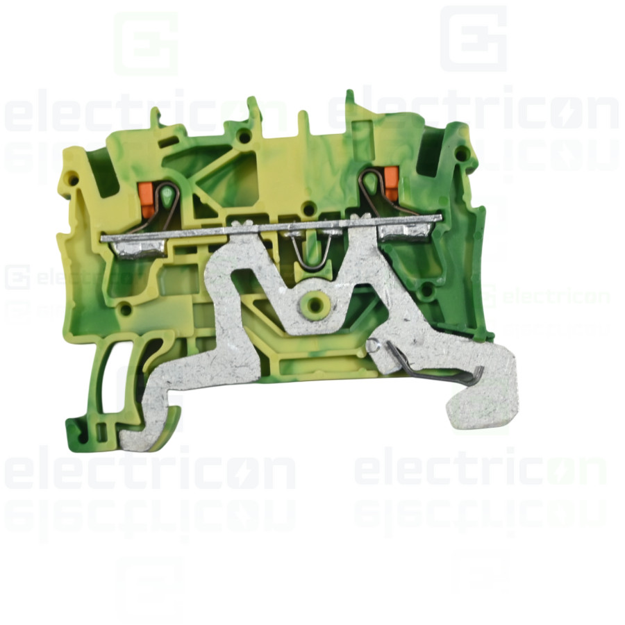 Conector Wago 5 mm² Clema șir, de trecere,împământare, 2 conexiuni, 1,5 mm²,verde-galben, TopJobs Push-In, Wago, 2201-1207 – mon