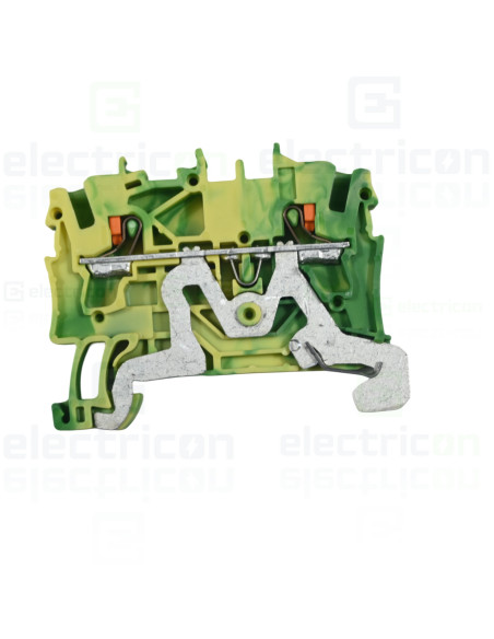 Conector Wago 5 mm² Clema șir, de trecere,împământare, 2 conexiuni, 1,5 mm²,verde-galben, TopJobs Push-In, Wago, 2201-1207 – mon