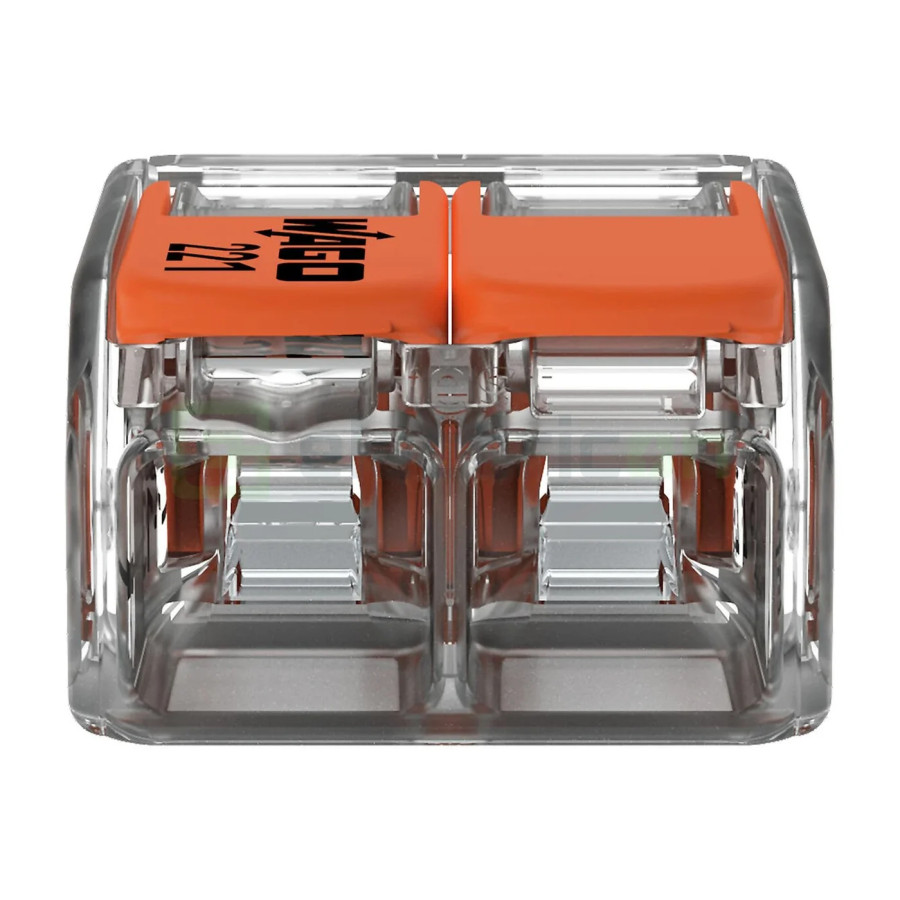 Conector Wago 6mm² Clemă legătură doză pentru cablu lițat, 2x6mm², Wago, 221-612 – montaj rapid și sigur în aplicații electrice
